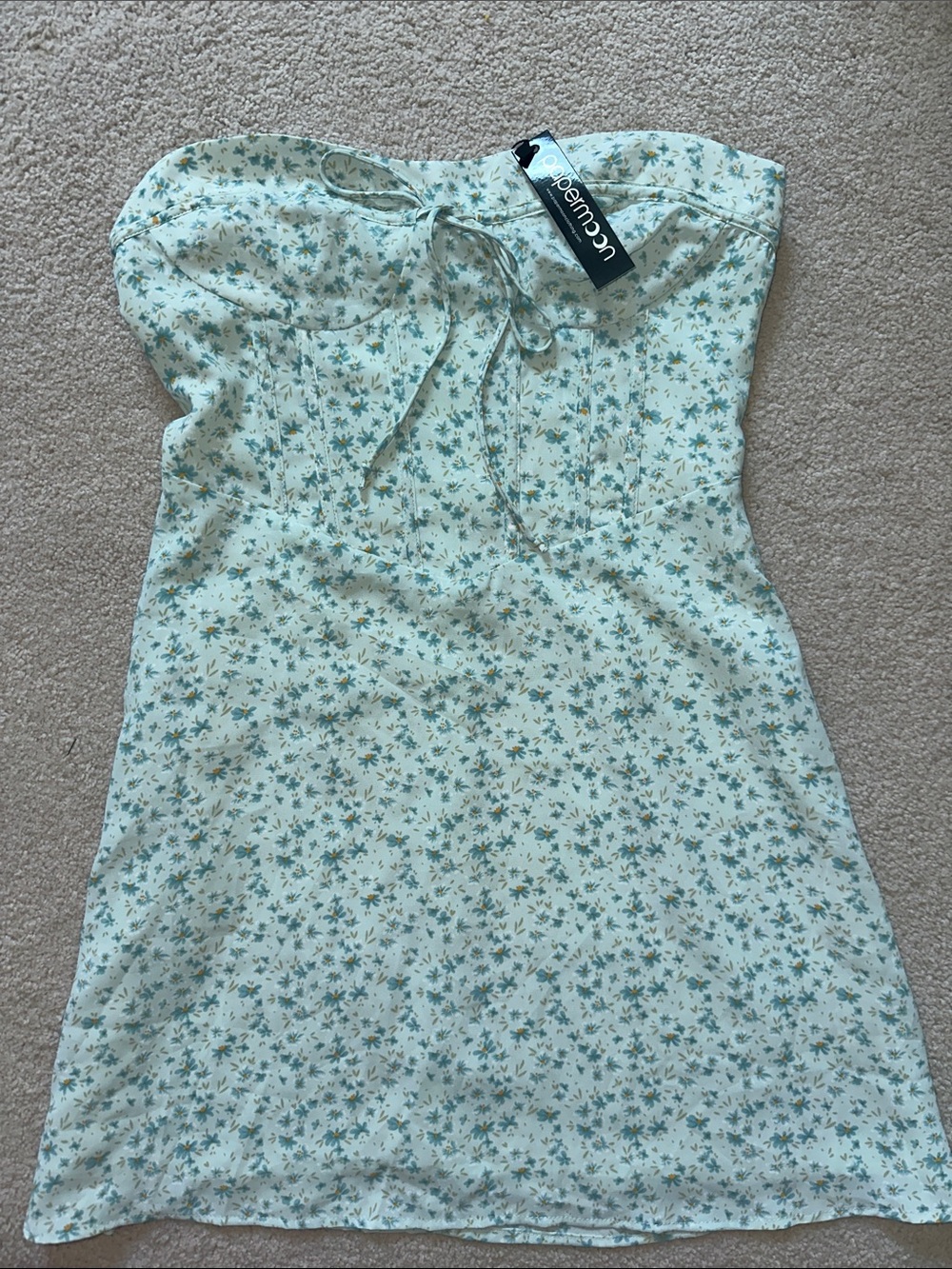 Papermoon Mint Floral Strapless Mini Dress